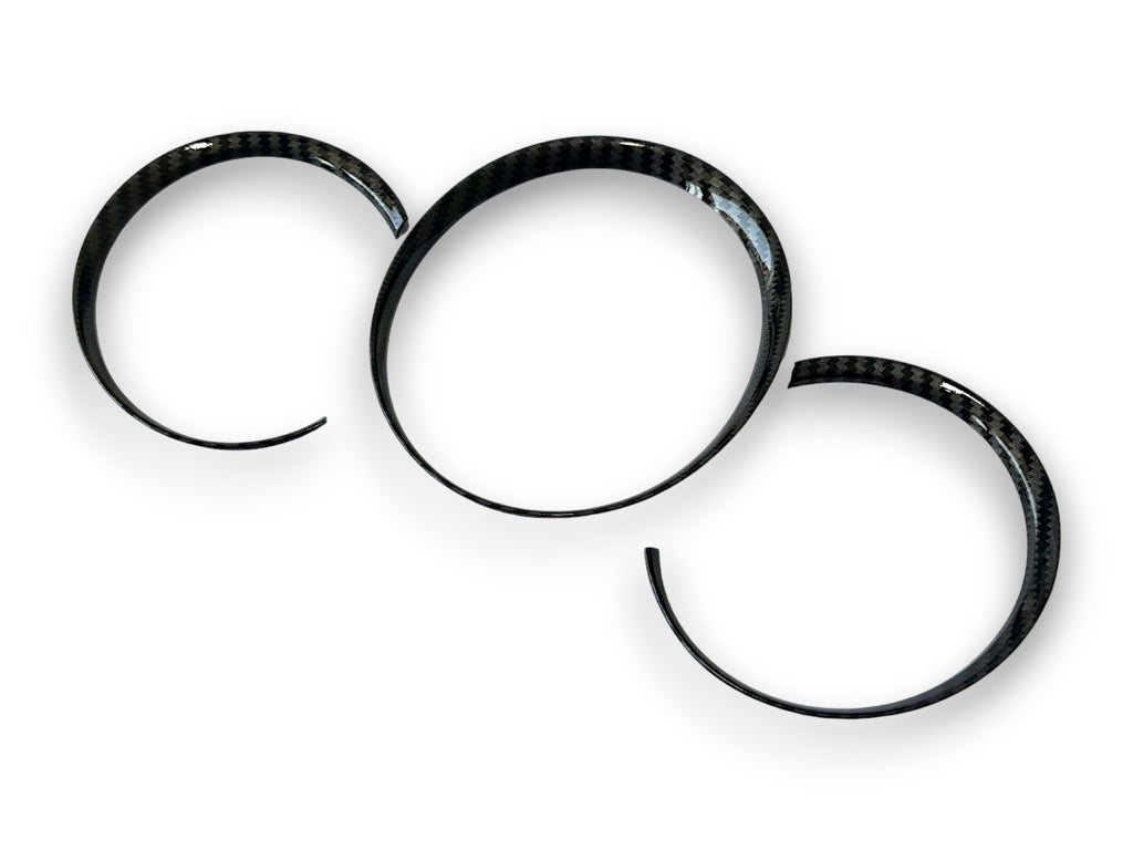 Gloss Carbon Fiber Style Dashboard Gauge Ring Bezel Trim Set For Porsche 981 Cayman Boxster