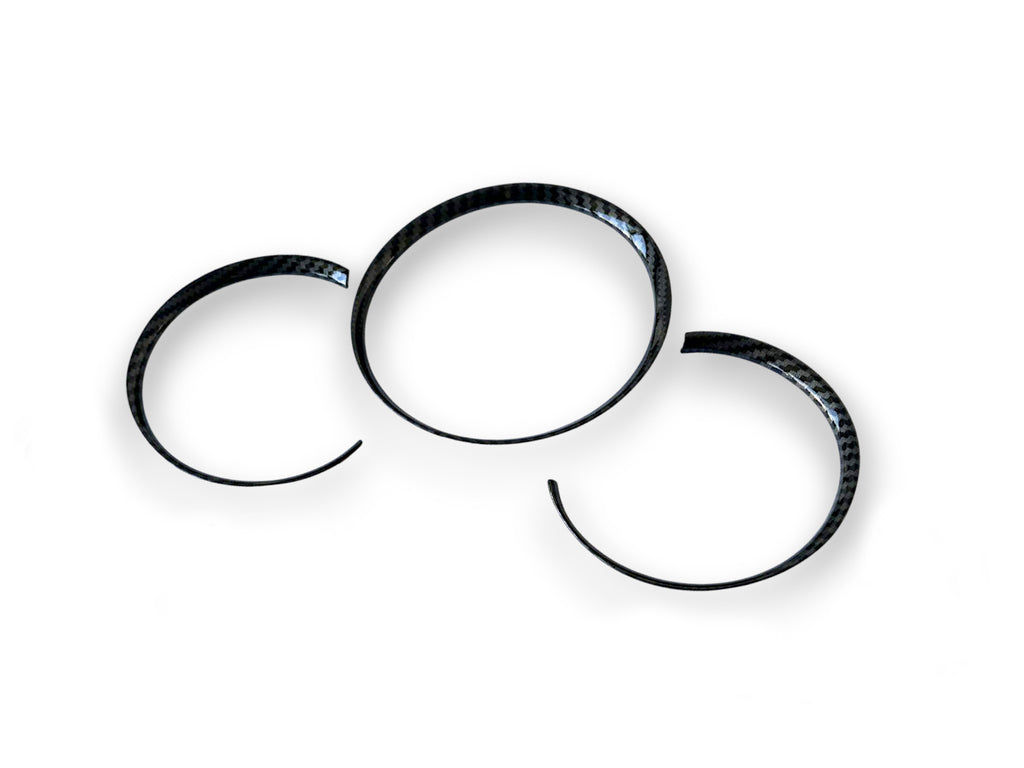 Gloss Carbon Fiber Style Dashboard Gauge Ring Bezel Trim Set For Porsche 986 Boxster