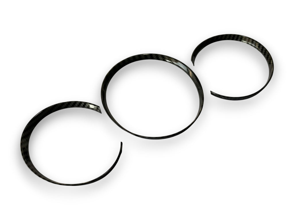 Gloss Carbon Fiber Style Dashboard Gauge Ring Bezel Trim Set For Porsche 987 Cayman Boxster