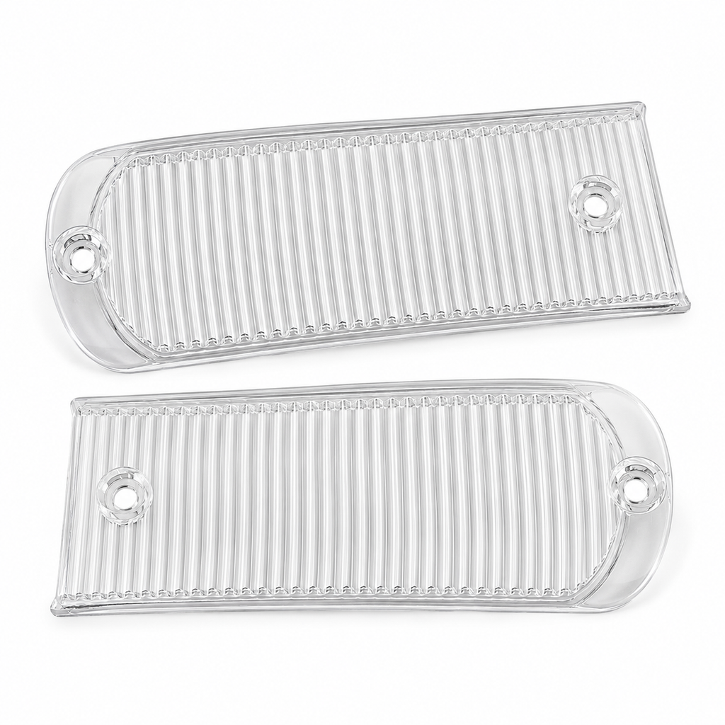 Porsche 911 964 RS style dummy fog light clear lens blanks pair on white background