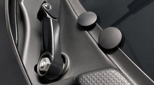 Porsche 997 front wiper arm cover cap installed close up showing wiper arm nut area