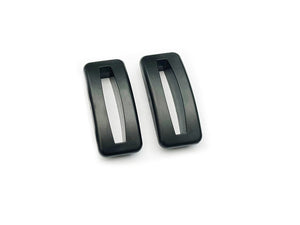 Aftermarket black seat lever surround trim pair compatible with classic Porsche interiors